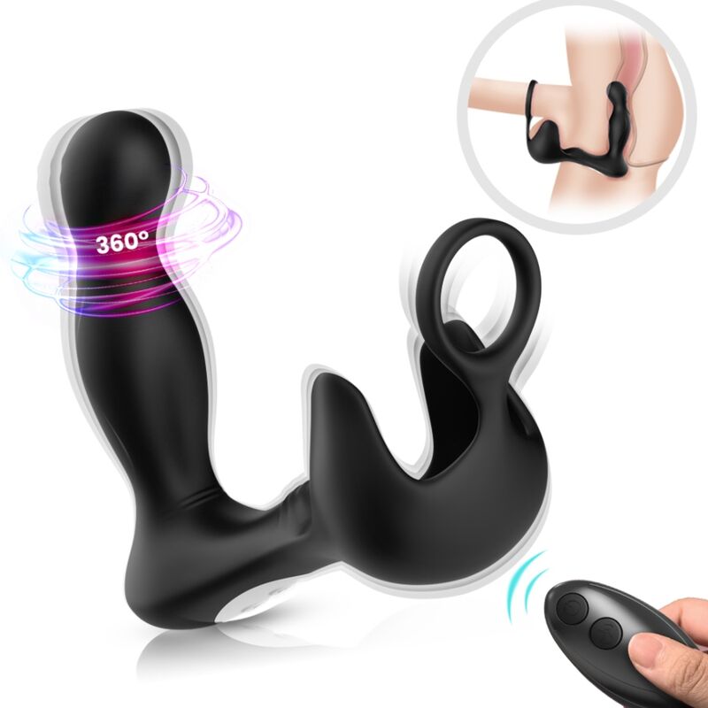 ARMONY - SURROUND VIBRATOR ANAL &amp; STIMULATOR TESTICULOS &amp; RING REMOTE CONTROL BLACK