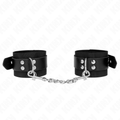 KINK - NYLON WRIST RESTRAINTS BLACK WITH LEATHER BELT BLACK ADJUSTABLE 19-29 CM X 5.1 CM