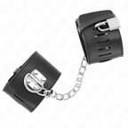KINK - FIXED WRIST RESTRAINTS WITH CHAIN ​​30 CM AND PADLOCK CLOSURE BLACK ADJUSTABLE 16-23 CM X 5.5 CM