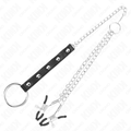 KINK - METAL PENIS RING WITH CHAIN ​​AND ADJUSTABLE NIPPLE CLAMPS
