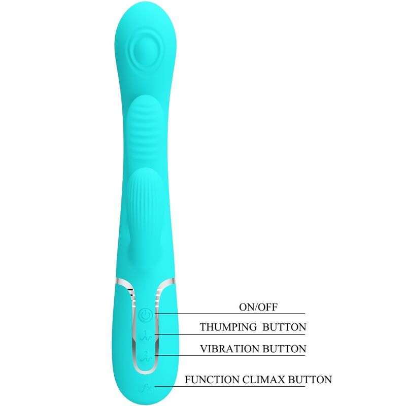 PRETTY LOVE - SHANIA TRIPLE RABBIT MULTIFUNCTION VIBRATOR 3 IN 1 BLUE